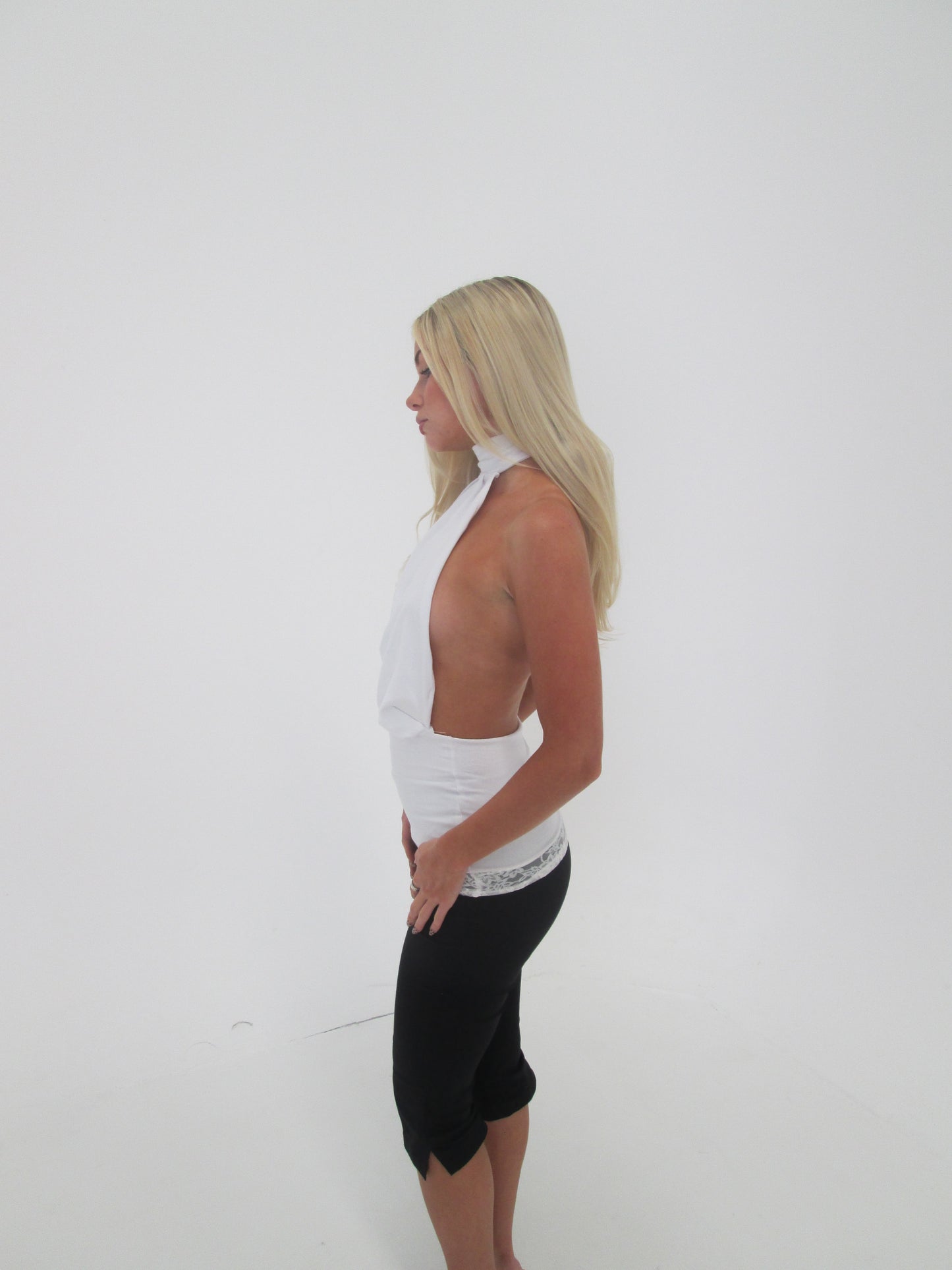 White lace halter top