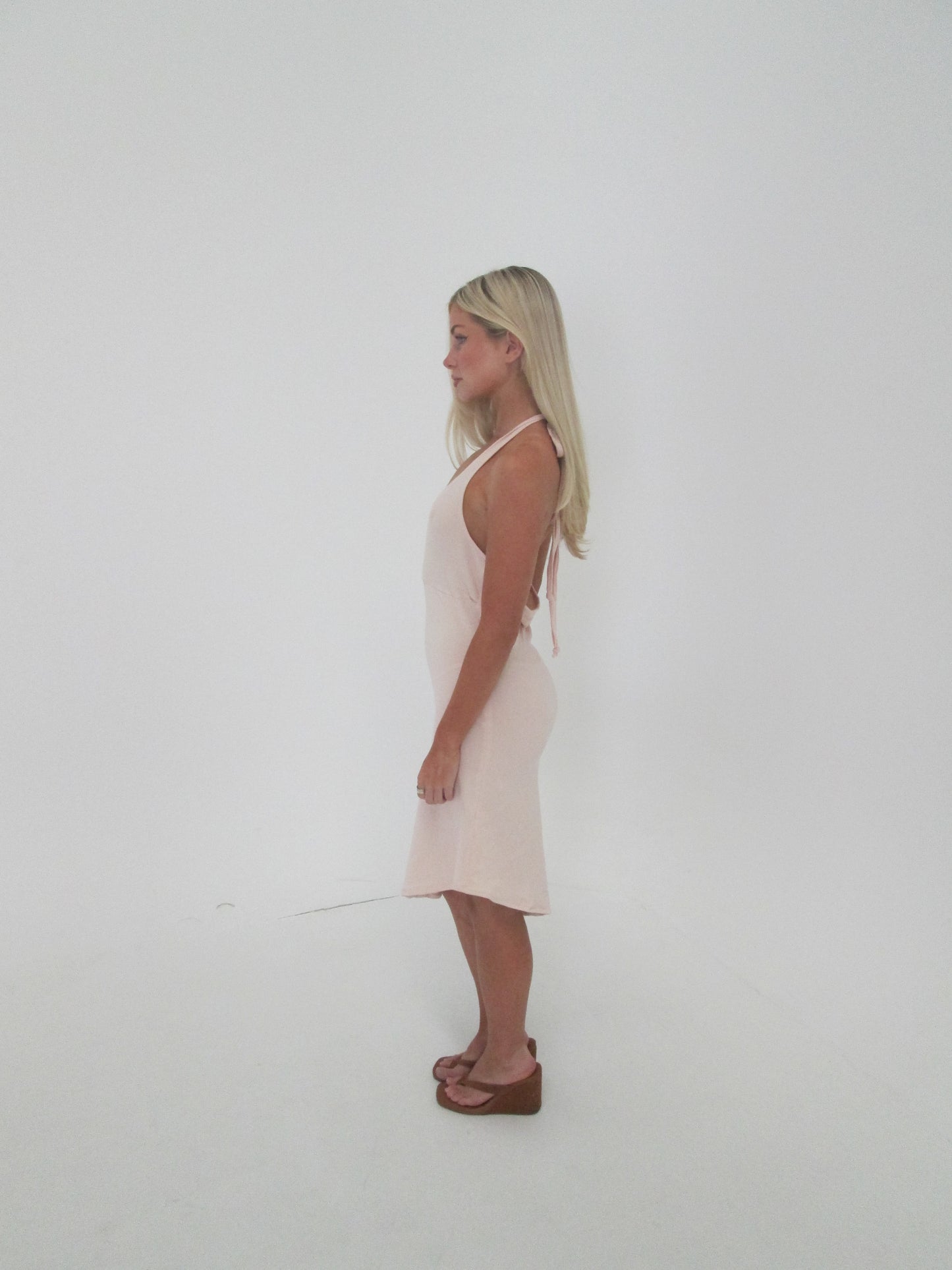 Pink midi halter dress